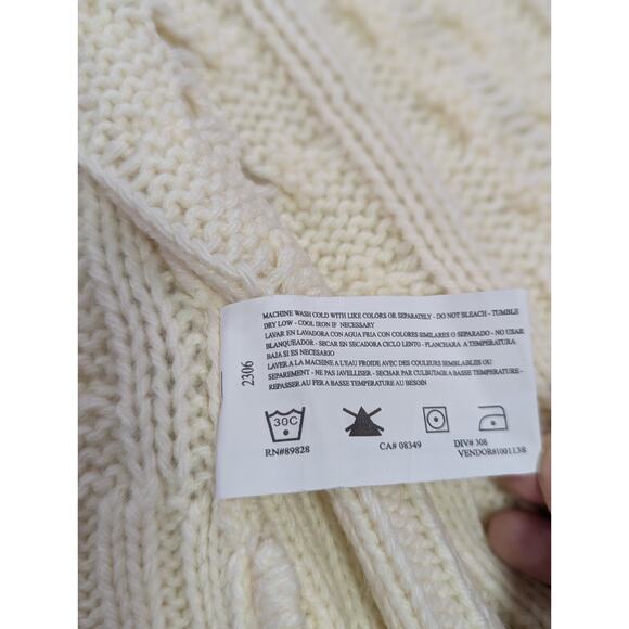 Ivory Bat Wing Cable Knit Cardigan w/Hidden Metal Snaps Size Medium by Nine West - Picture 7 of 11